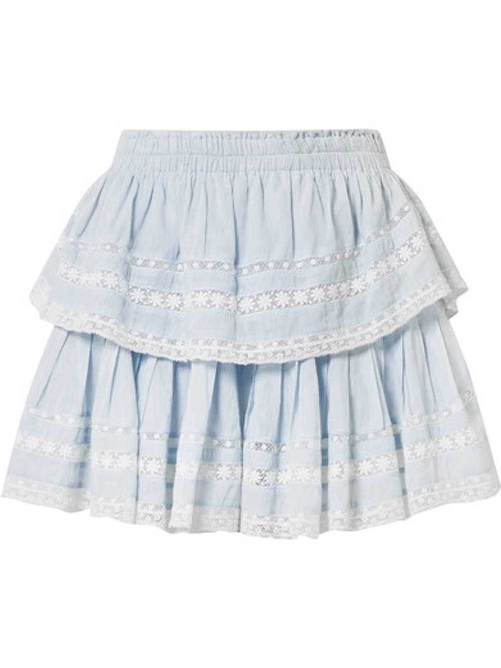 LoveShackFancy Light Blue Tiered Lace Skirt